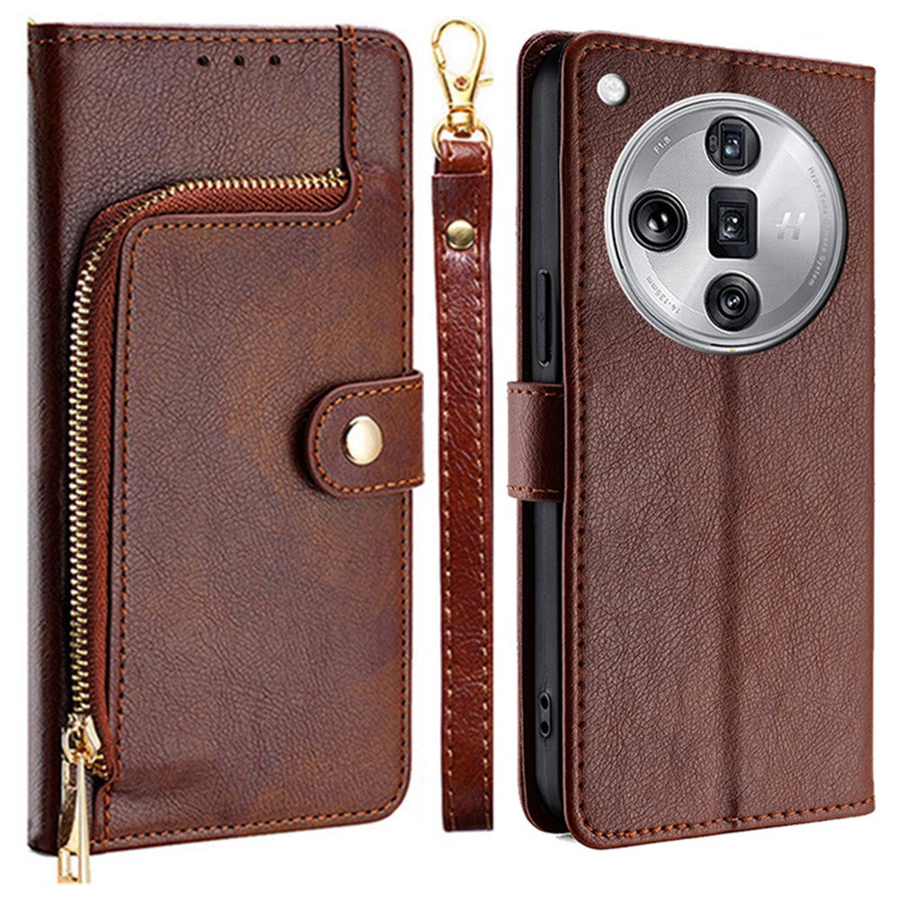 For Oppo Find X7 Ultra Case Zipper Pocket Wallet Leather Phone Cover