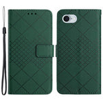 HT06 For iPhone 17e / 16e Drop-Proof Phone Case Rhombus Pattern PU Leather Wallet Cover