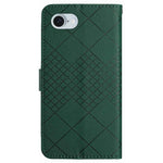 HT06 For iPhone 17e / 16e Drop-Proof Phone Case Rhombus Pattern PU Leather Wallet Cover