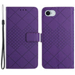 HT06 For iPhone 17e / 16e Drop-Proof Phone Case Rhombus Pattern PU Leather Wallet Cover