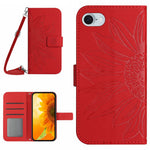 HT04 For iPhone 17e / 16e Case Sunflower PU Leather+TPU Phone Cover with Shoulder Strap