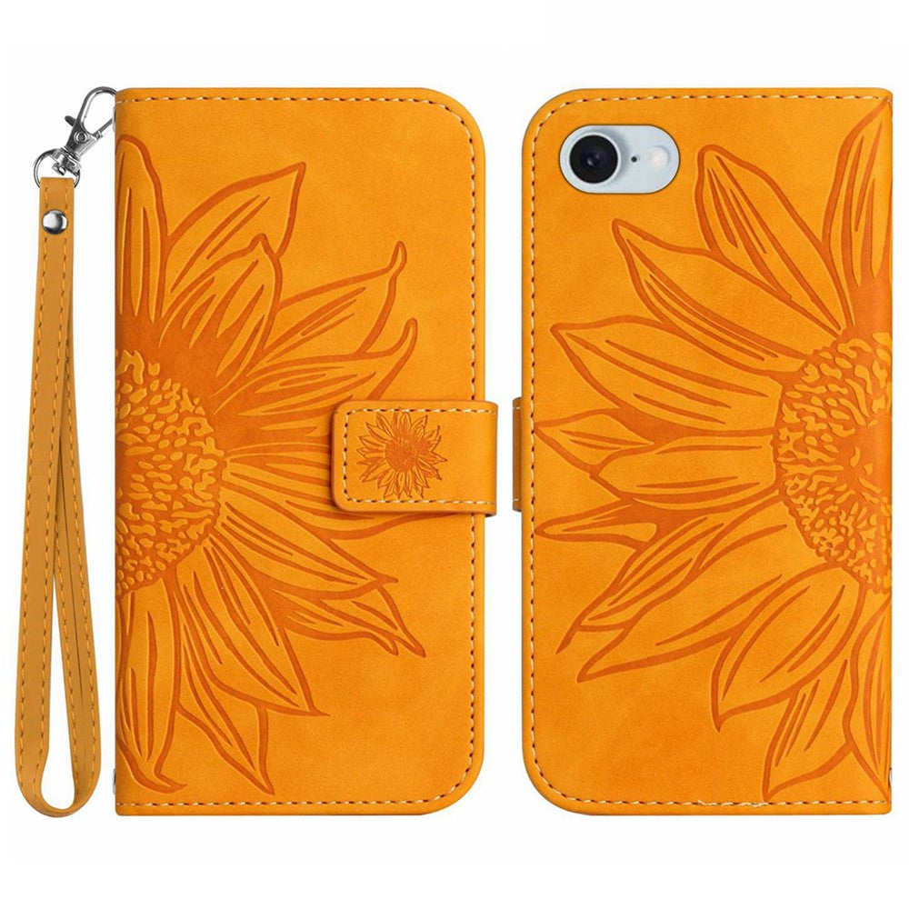 HT04 Til iPhone 17e / 16e Cover med Håndledsrem Solsikkemønster Telefon Pung Cover