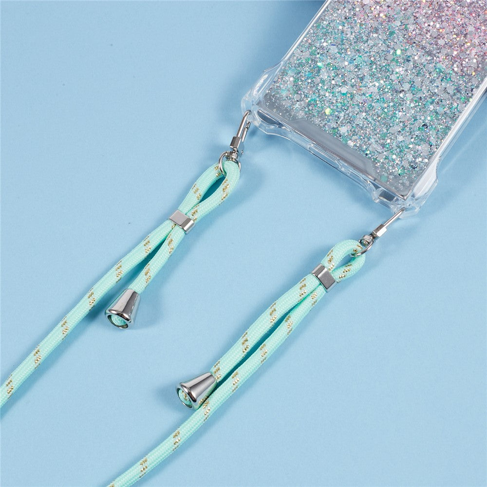 For Samsung Galaxy S22 Ultra 5G Cover Gradient TPU+Acrylic Cell Phone Case with Strap