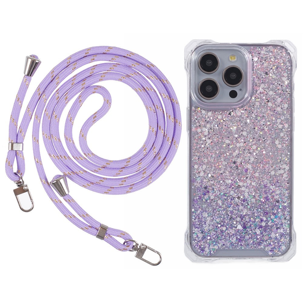 For iPhone 13 Pro Max Dual-Color Gradient Phone Case Anti-drop TPU+Acrylic Shell with Strap