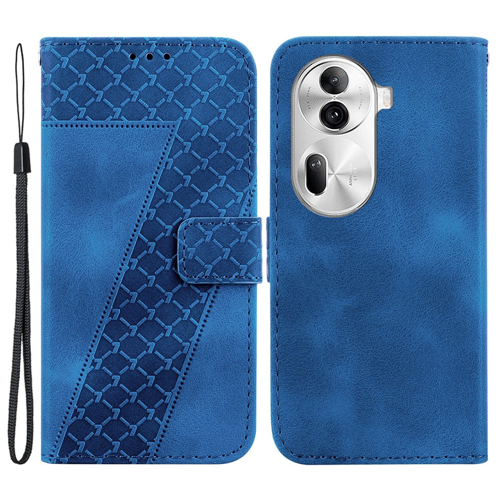 For Oppo Reno11 Pro 5G (Global) Wallet Case 7-Shape Imprint Anti-Drop Leather Phone Cover