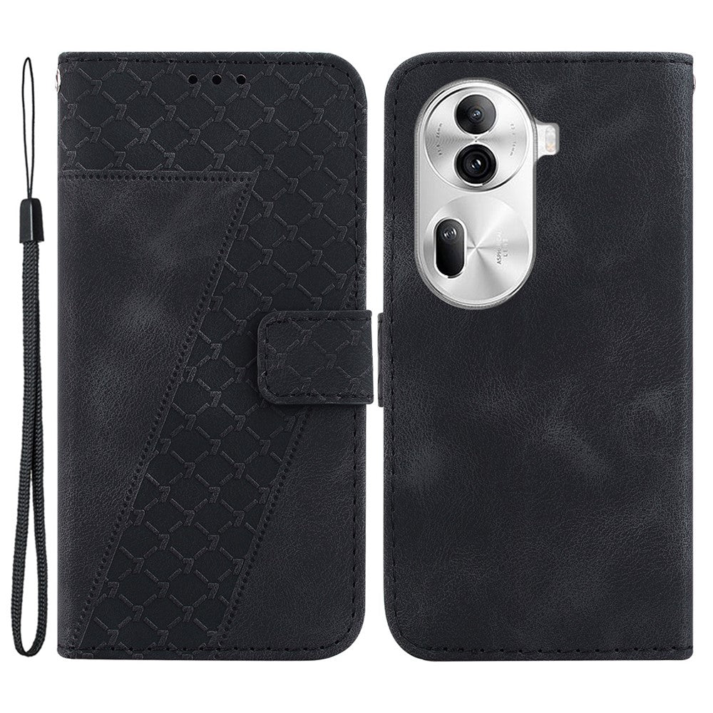 For Oppo Reno11 Pro 5G (Global) Wallet Case 7-Shape Imprint Anti-Drop Leather Phone Cover