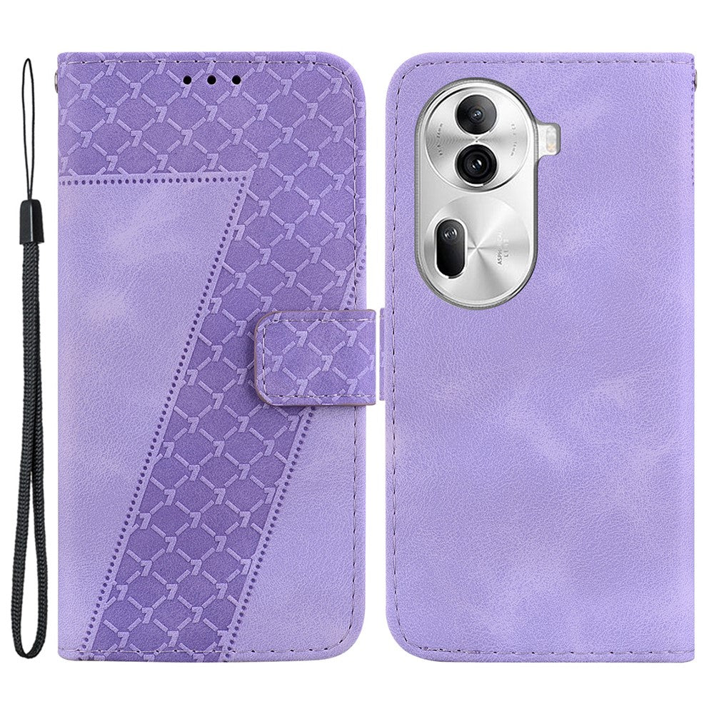 For Oppo Reno11 Pro 5G (Global) Wallet Case 7-Shape Imprint Anti-Drop Leather Phone Cover