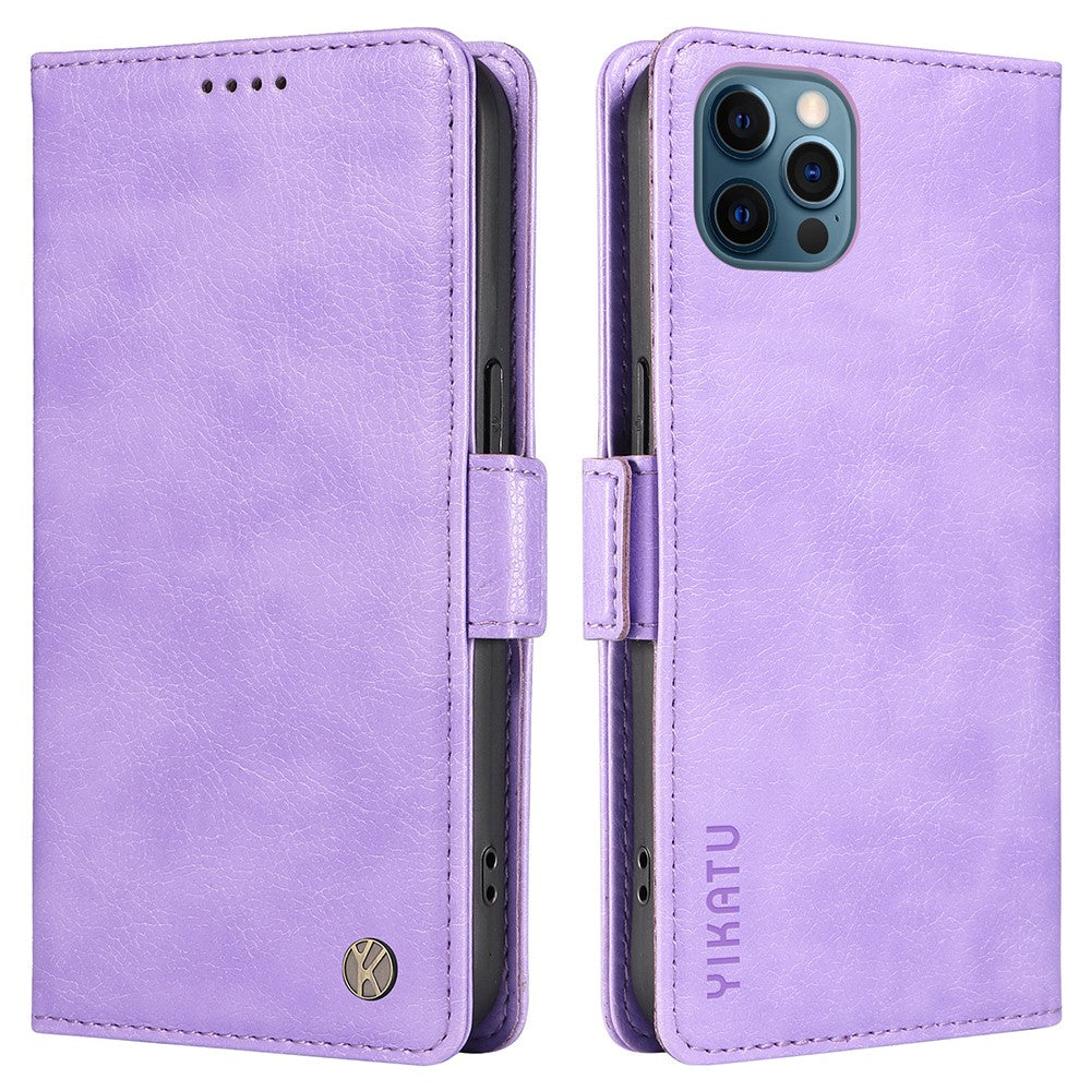 YIKATU YK-007 lædercover til iPhone 12/12 Pro, pungcover, beskyttende mobilcover