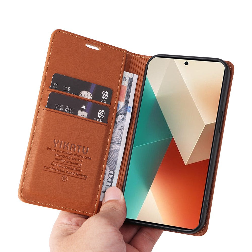 YIKATU YK-001 För Xiaomi Redmi Note 13 5G Mobilskal Heltäckande Folio Flip Läderfodral