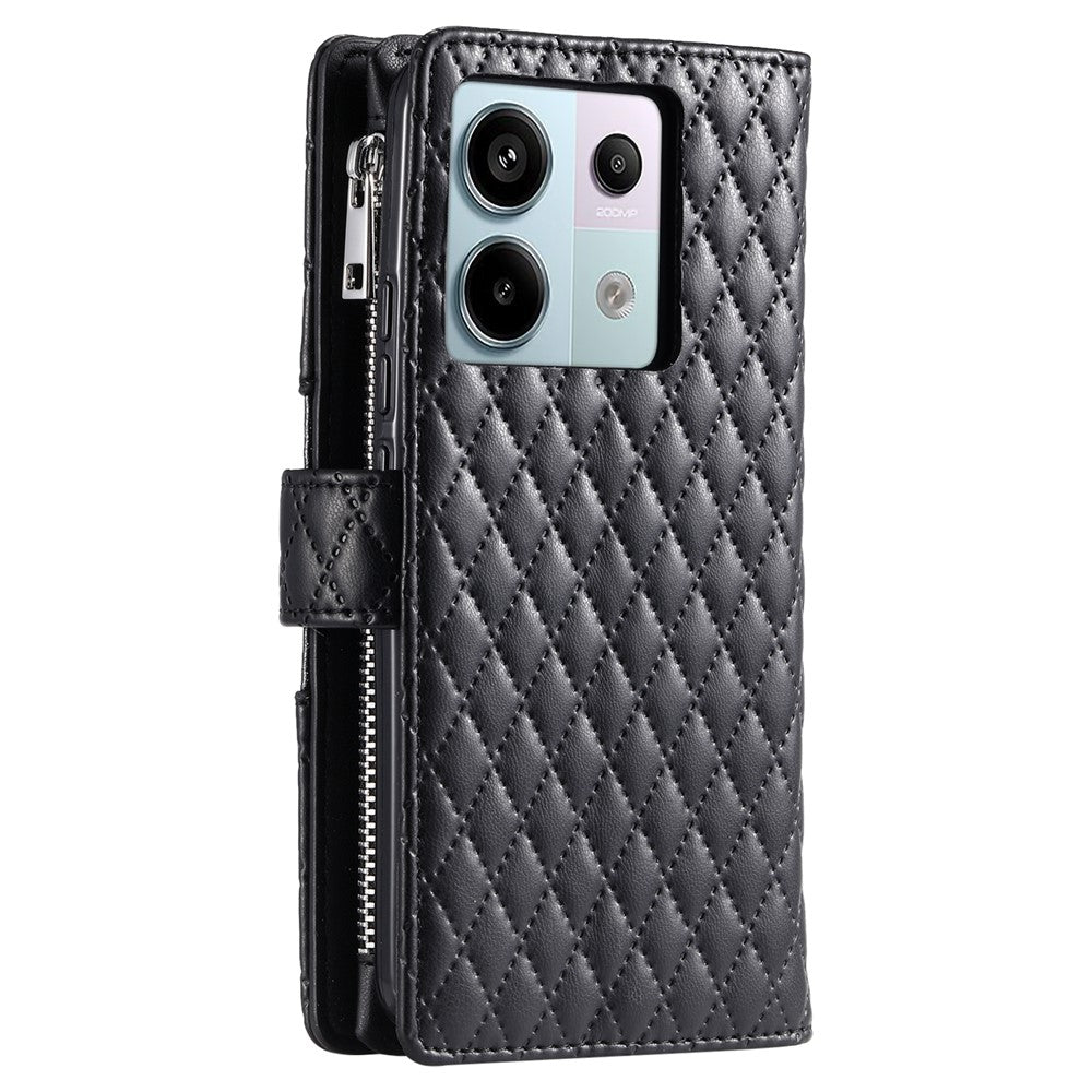 Style 012 for Xiaomi Redmi Note 13 Pro 5G / Poco X6 5G Zipper Wallet Case Rhombus PU Leather Phone Cover