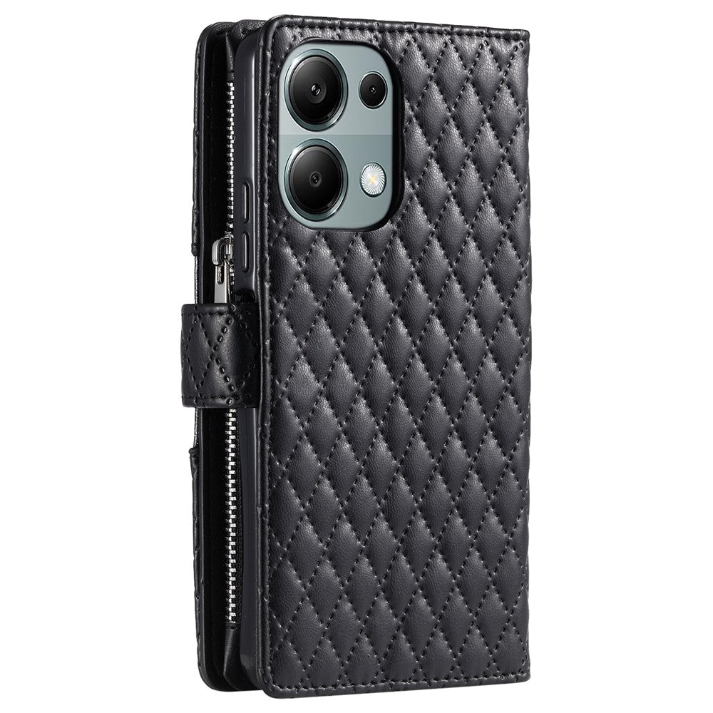 Style 012 for Xiaomi Redmi Note 13 Pro 4G / Poco M6 Pro 4G Zipper Wallet Cover Rhombus PU Stand Phone Case