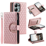 Style 012 for Xiaomi Redmi Note 13 Pro 4G / Poco M6 Pro 4G Zipper Wallet Cover Rhombus PU Stand Phone Case