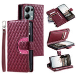 Style 012 for Xiaomi Redmi Note 13 Pro 4G / Poco M6 Pro 4G Zipper Wallet Cover Rhombus PU Stand Phone Case