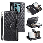 Style 012 for Xiaomi Redmi Note 13 4G Leather Wallet Case Rhombus Zipper Pocket Phone Cover