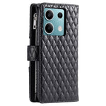 Style 012 for Xiaomi Redmi Note 13 4G Leather Wallet Case Rhombus Zipper Pocket Phone Cover