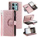 Style 012 for Xiaomi Redmi Note 13 4G Leather Wallet Case Rhombus Zipper Pocket Phone Cover