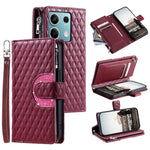 Style 012 for Xiaomi Redmi Note 13 4G Leather Wallet Case Rhombus Zipper Pocket Phone Cover