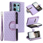 Style 012 for Xiaomi Redmi Note 13 4G Leather Wallet Case Rhombus Zipper Pocket Phone Cover