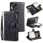 Style 012 for Oppo A58 4G Zipper Wallet Case Rhombus PU Leather Drop-proof Phone Cover