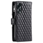 Style 012 for Oppo A58 4G Zipper Wallet Case Rhombus PU Leather Drop-proof Phone Cover