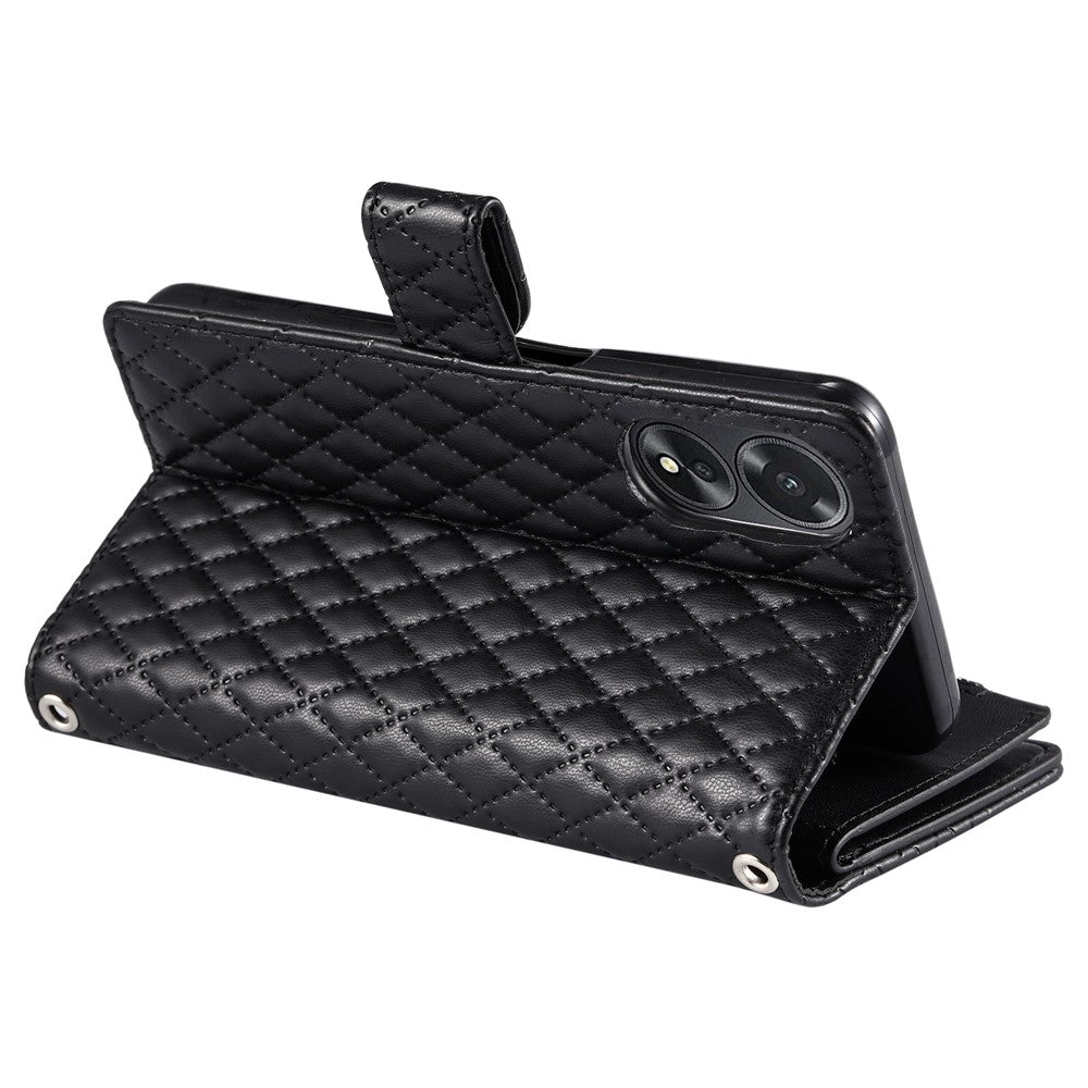 Style 012 for Oppo A38 4G / A18 4G Zipper Wallet Cover Glitter Powder Phone Protective Case with Strap
