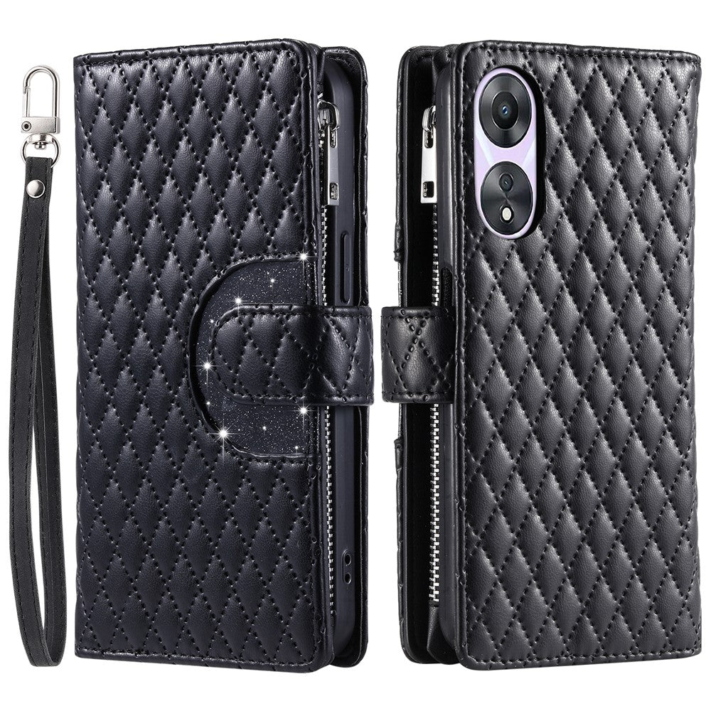 Style 012 for Oppo A58 5G Case Rhombus PU Leather Wallet Phone Cover