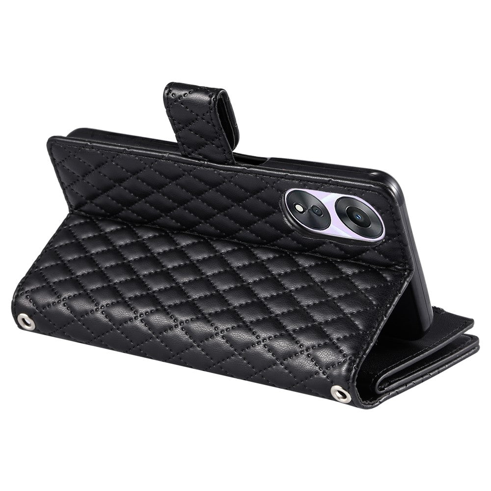 Style 012 for Oppo A58 5G Case Rhombus PU Leather Wallet Phone Cover