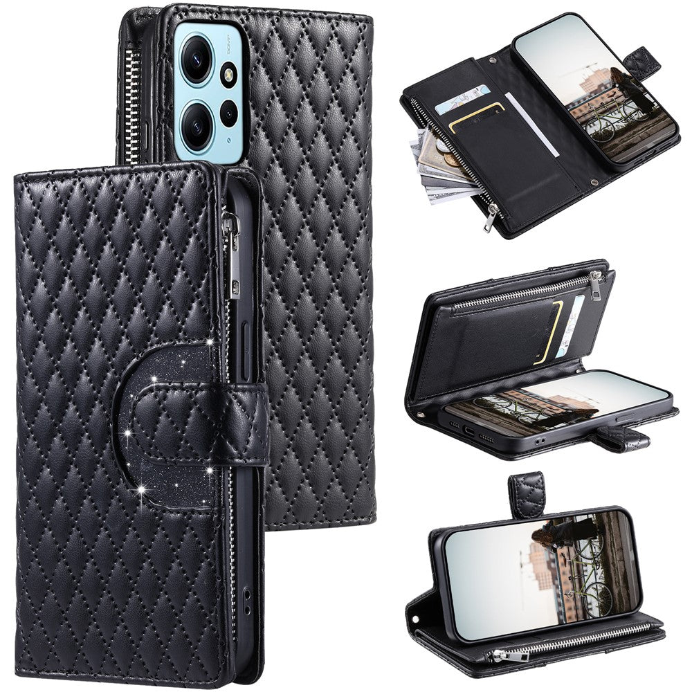 Style 012 for Xiaomi Redmi Note 12 4G Case Leather Phone Cover with Zipper Wallet Stand