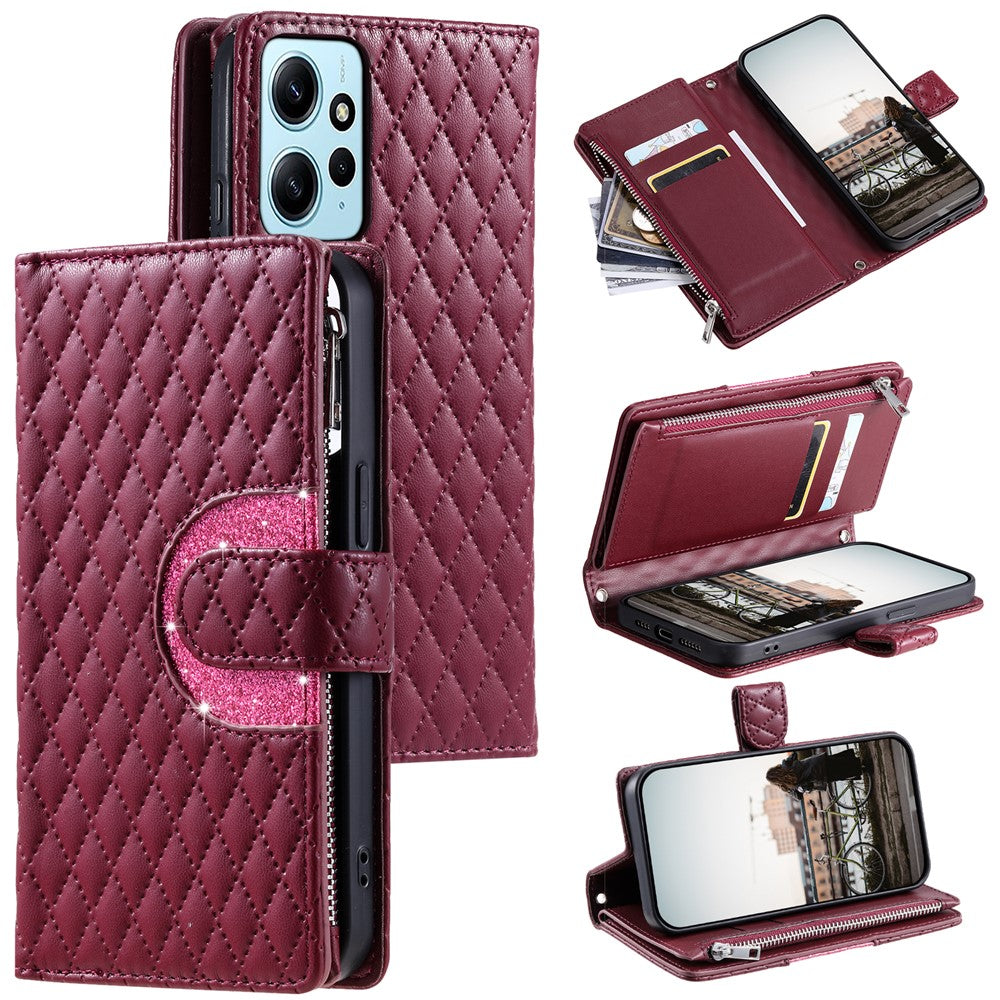 Style 012 for Xiaomi Redmi Note 12 4G Case Leather Phone Cover with Zipper Wallet Stand