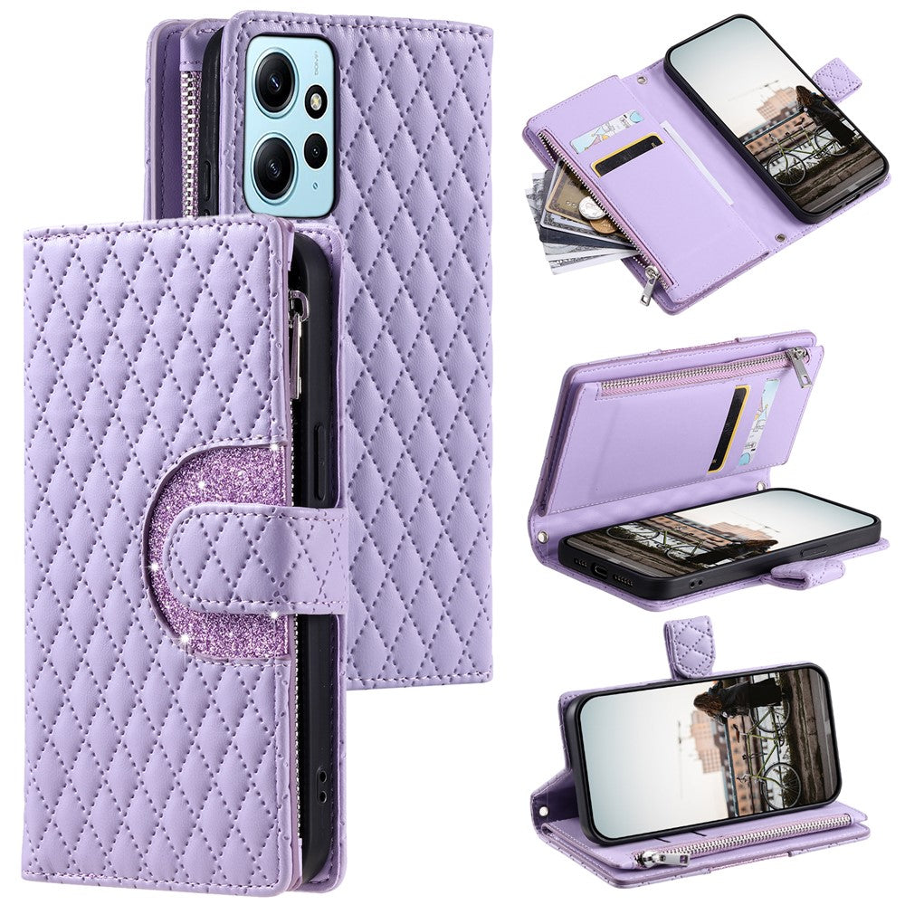 Style 012 for Xiaomi Redmi Note 12 4G Case Leather Phone Cover with Zipper Wallet Stand