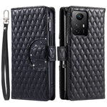 Style 012 for Xiaomi Redmi Note 12S 4G Zipper Wallet Case Anti-Drop Rhombus PU Leather Phone Cover