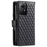 Stil 012 för Xiaomi Redmi Note 12S 4G Plånboksfodral med dragkedja, fallskyddande romb i PU-läder