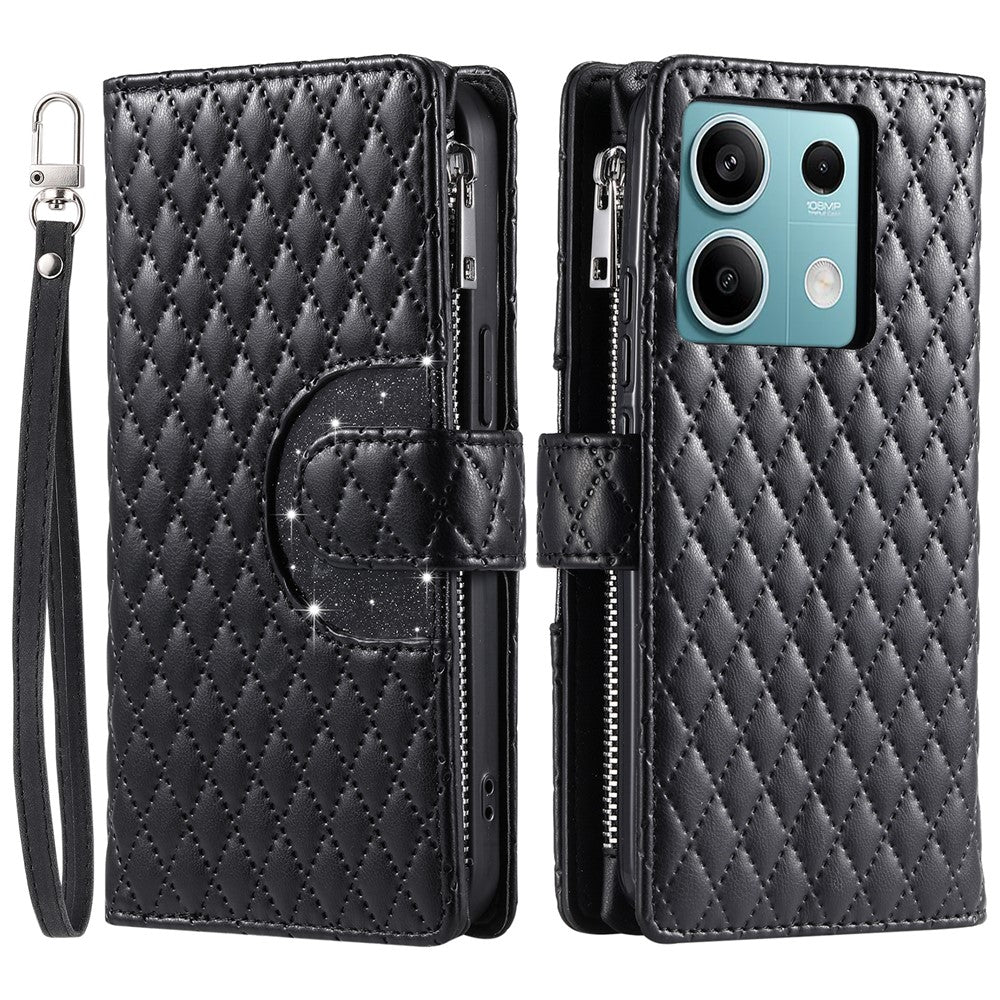 Style 012 for Xiaomi Redmi Note 13 5G Case Zipper Wallet PU Leather Rhombus Phone Cover