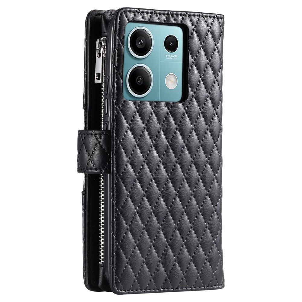 Style 012 for Xiaomi Redmi Note 13 5G Case Zipper Wallet PU Leather Rhombus Phone Cover