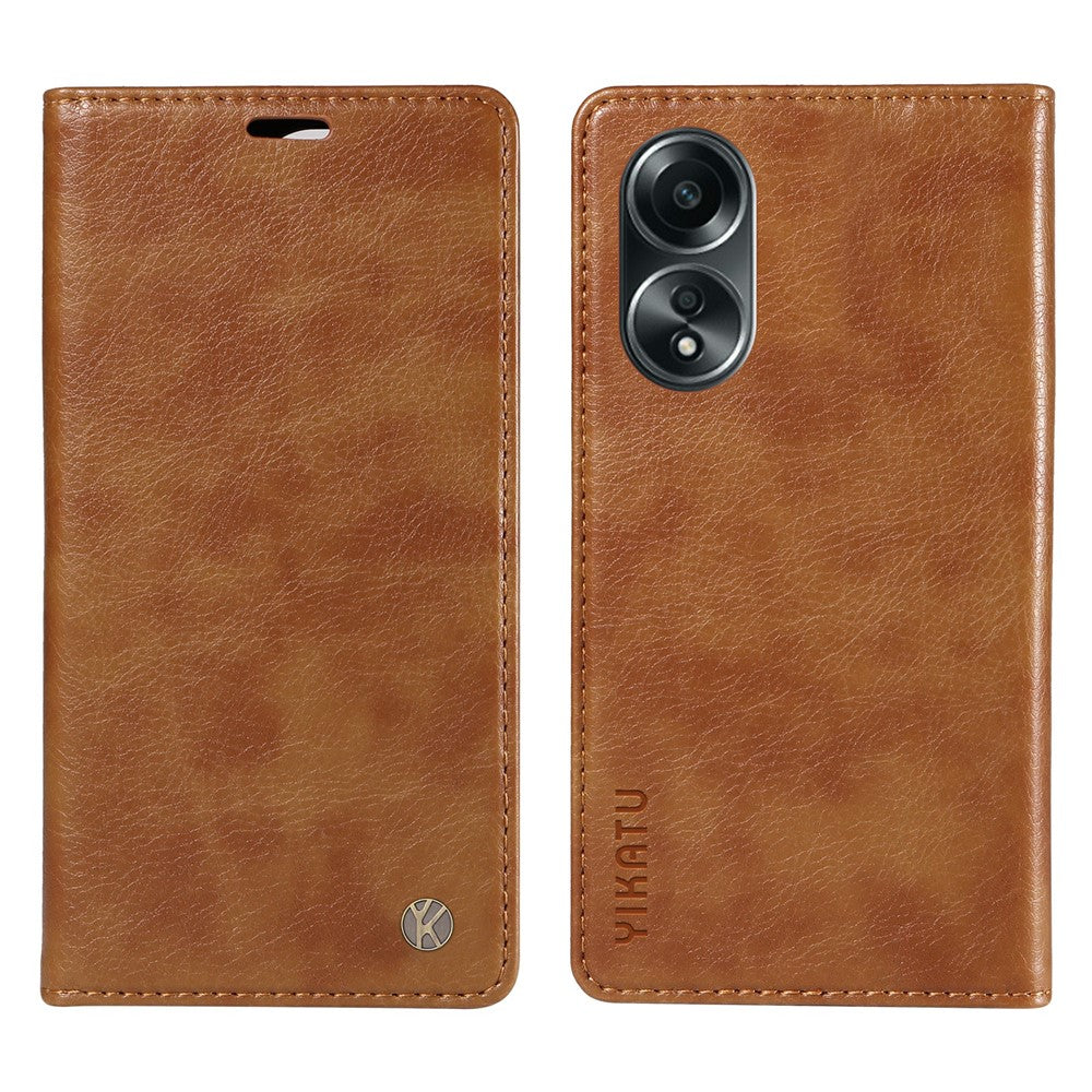 YIKATU YK-006 För Oppo A58 4G Läderplånboksfodral Magnetisk Stängning Flipfodral