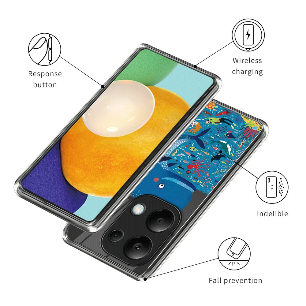 For Xiaomi Redmi Note 13 Pro 4G / Poco M6 Pro 4G TPU Phone Case IMD Pattern Printing Back Cover