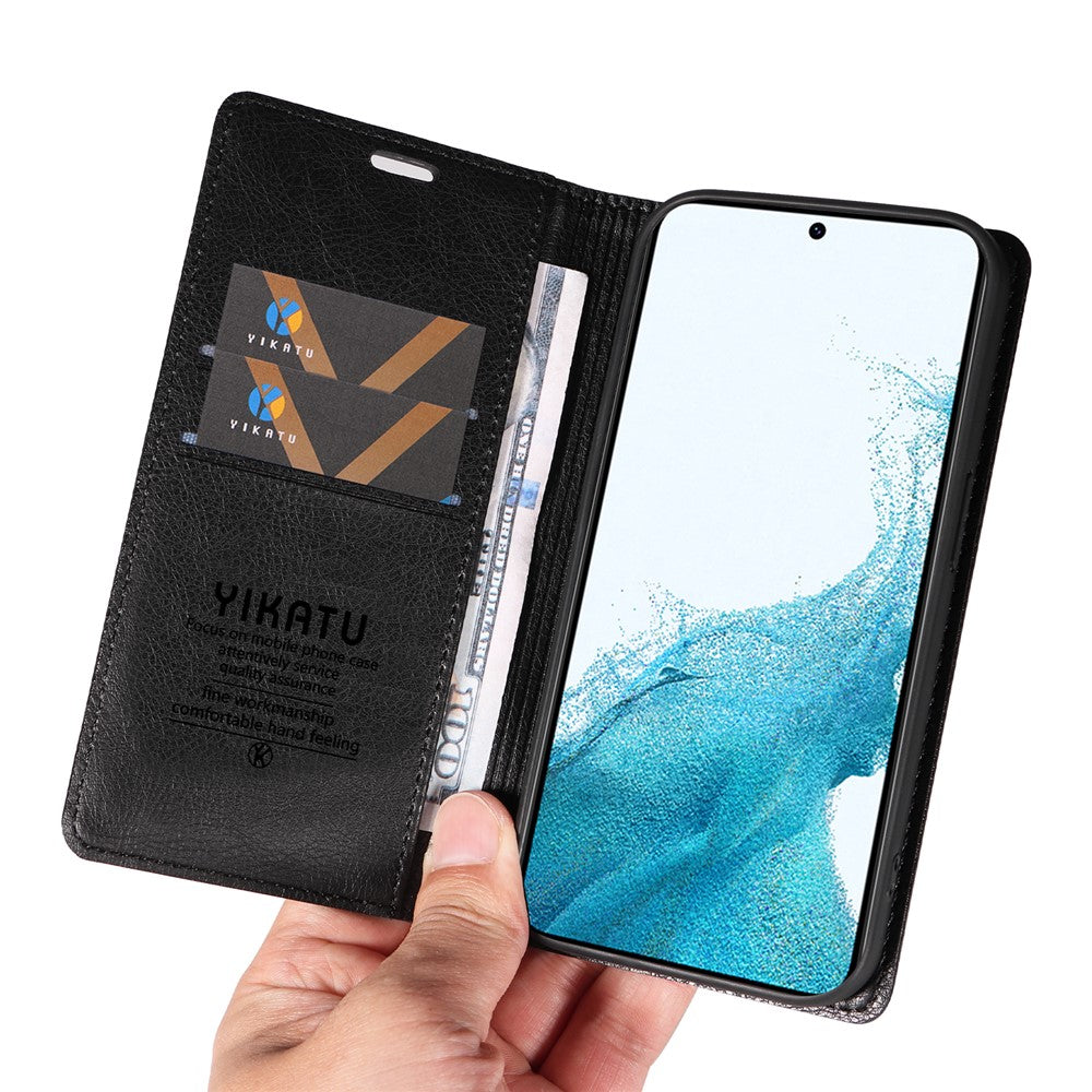 YIKATU YK-006 For Samsung Galaxy S21 5G / S21 4G Wallet Phone Case Litchi Texture Leather Flip Cover