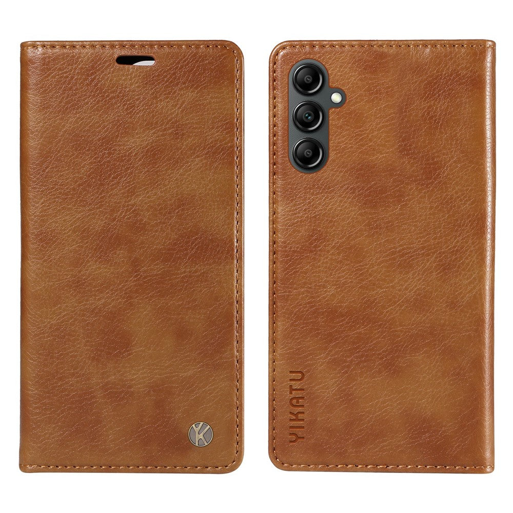 YIKATU YK-006 För Samsung Galaxy A24 4G (162,1 X 77,6 X 8,3 mm) mobilskal Litchitexturerat Läder Flip Plånboksfodral