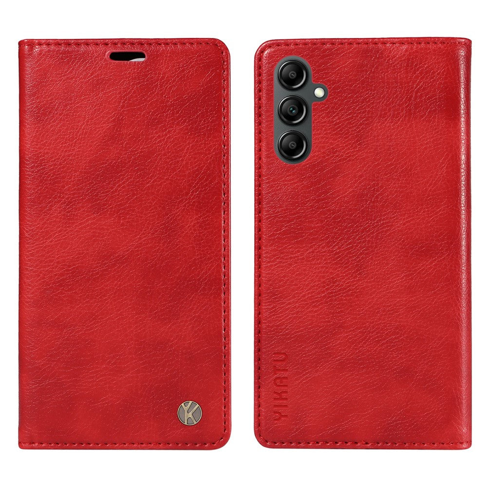 YIKATU YK-006 För Samsung Galaxy A24 4G (162,1 X 77,6 X 8,3 mm) mobilskal Litchitexturerat Läder Flip Plånboksfodral