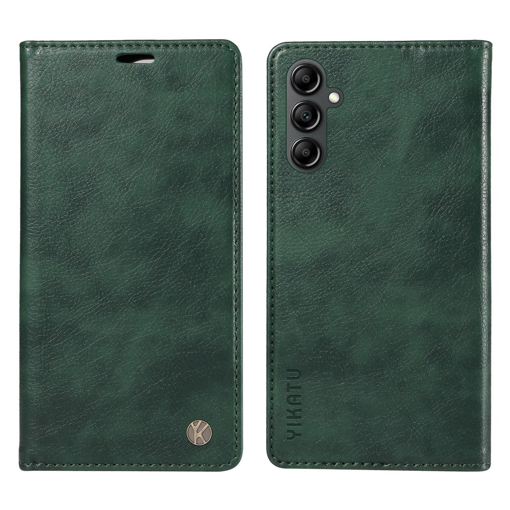 YIKATU YK-006 För Samsung Galaxy A24 4G (162,1 X 77,6 X 8,3 mm) mobilskal Litchitexturerat Läder Flip Plånboksfodral