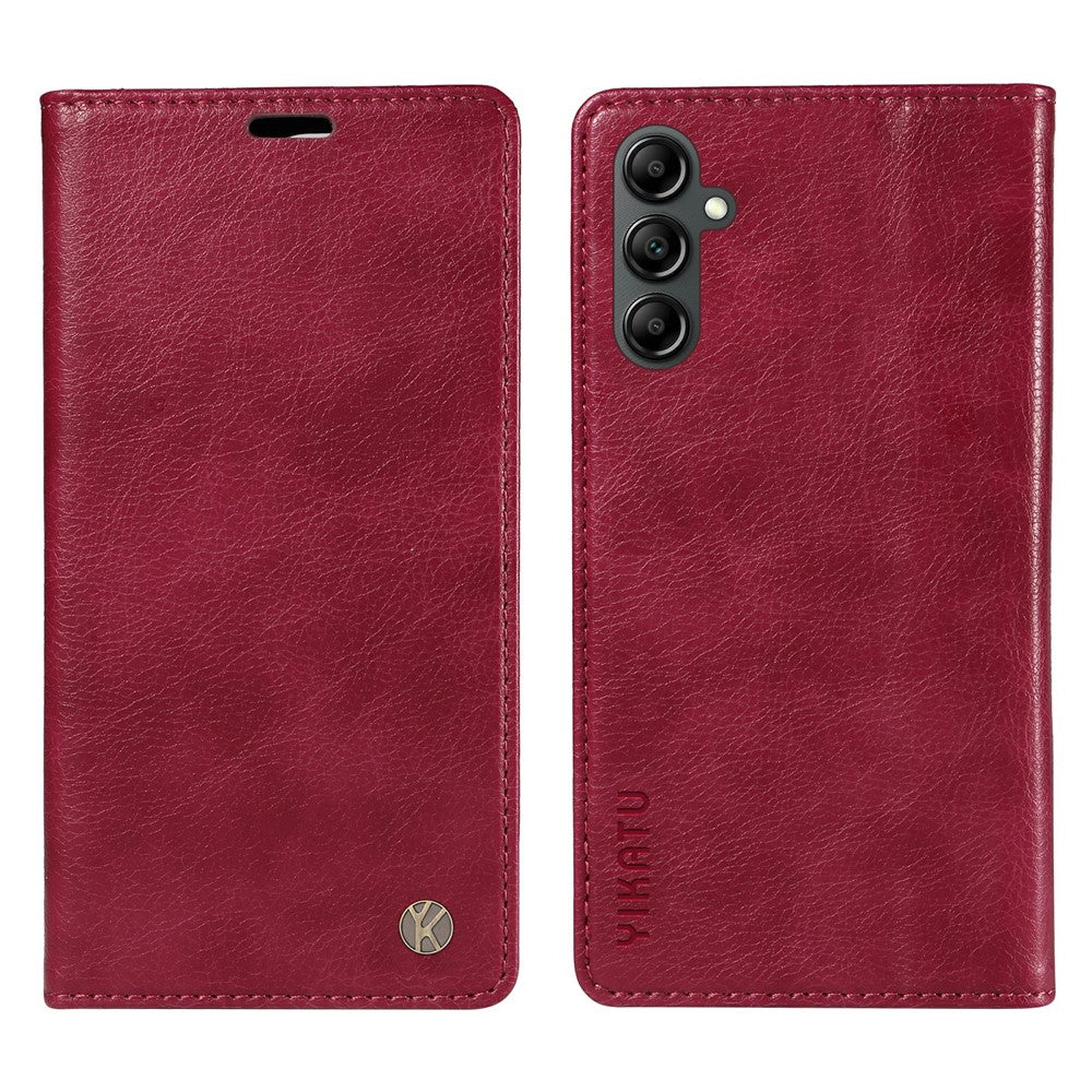 YIKATU YK-006 För Samsung Galaxy A24 4G (162,1 X 77,6 X 8,3 mm) mobilskal Litchitexturerat Läder Flip Plånboksfodral