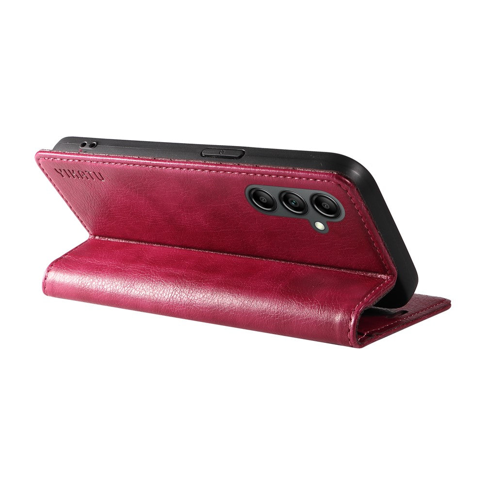 YIKATU YK-006 För Samsung Galaxy A24 4G (162,1 X 77,6 X 8,3 mm) mobilskal Litchitexturerat Läder Flip Plånboksfodral