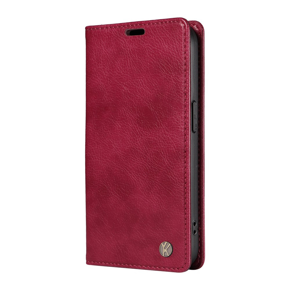 YIKATU YK-006 För Samsung Galaxy A24 4G (162,1 X 77,6 X 8,3 mm) mobilskal Litchitexturerat Läder Flip Plånboksfodral