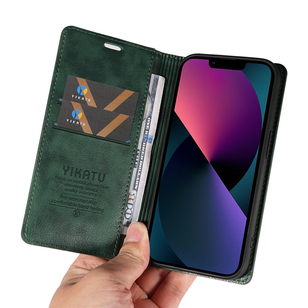 YIKATU YK-006 For iPhone 13 Wallet Case Anti-Scratch Leather Phone Cover