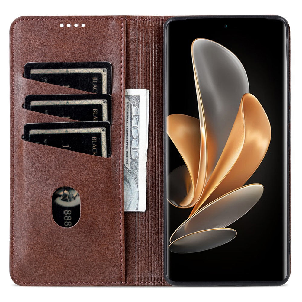 AZNS For Xiaomi 14 Ultra Leather Case Cowhide Texture Stand Wallet Phone Cover