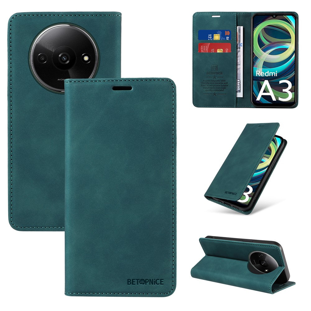 BETOPNICE 003 For Xiaomi Redmi A3 / Poco C61 4G Case RFID Blocking Wallet Leather+TPU Phone Protector