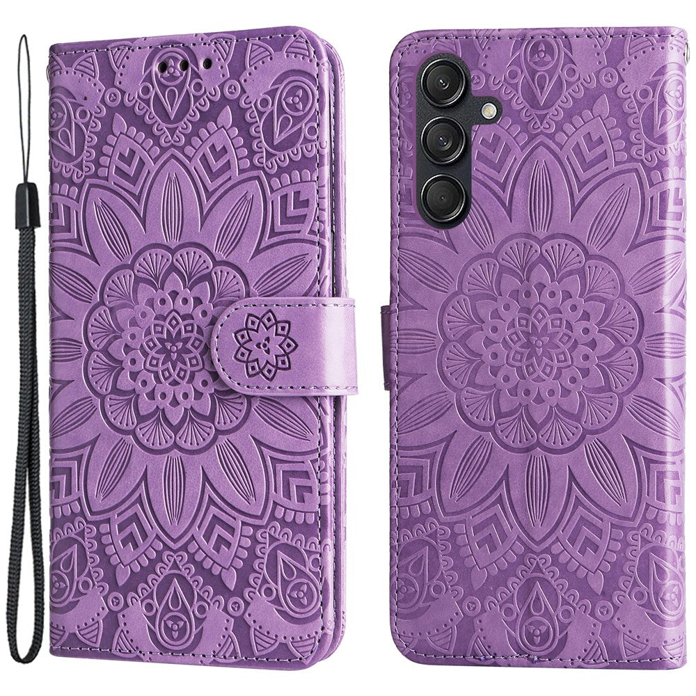 Til Samsung Galaxy M55 5G / C55 5G / F55 5G Læder Cover Pung Stativ Solsikke Telefoncover