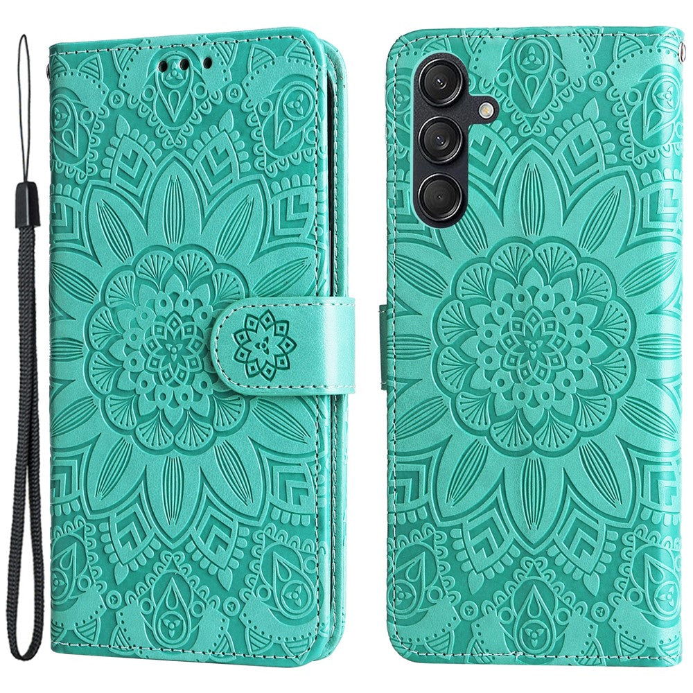 Til Samsung Galaxy M55 5G / C55 5G / F55 5G Læder Cover Pung Stativ Solsikke Telefoncover
