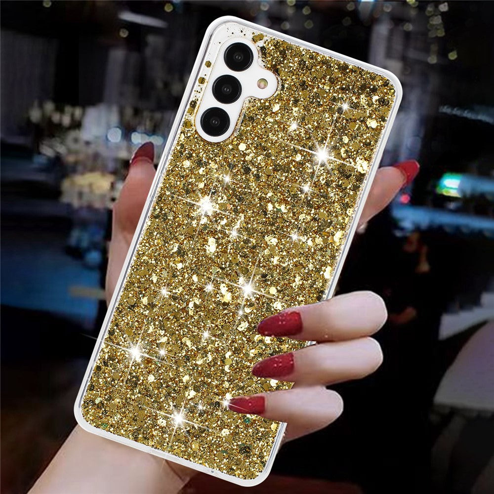 Samsung Galaxy A14 4G / 5G-stødsikkert TPU-mobilcover med epoxy og glitter