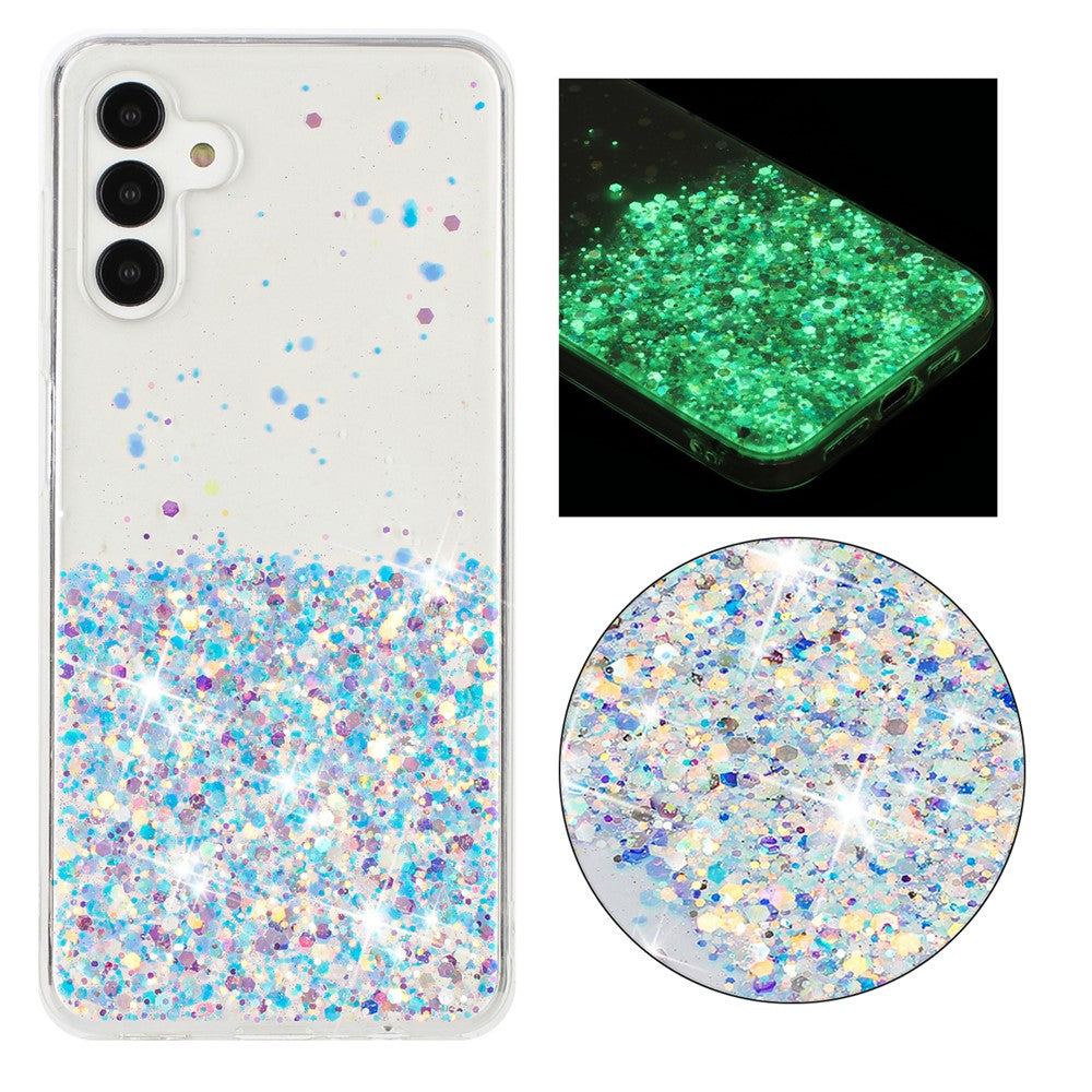 Til Samsung Galaxy A04s 4G (164.7mm) / A13 5G Cover Glitter Sparkle Epoxy TPU Selvlysende Telefoncover